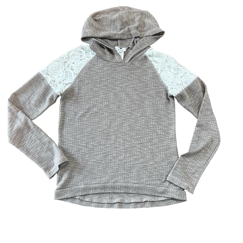 Love On A Hanger Lightweight Hoodie With Lace Shoulders
